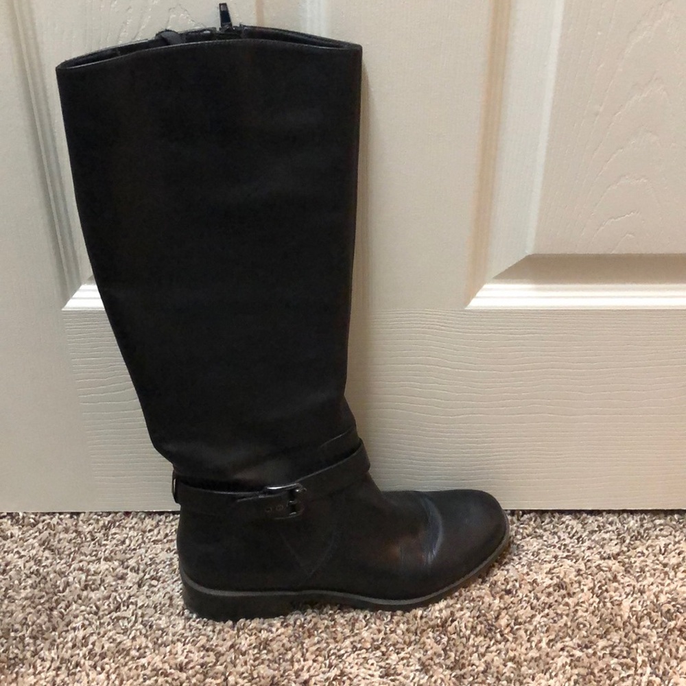Black leather boots